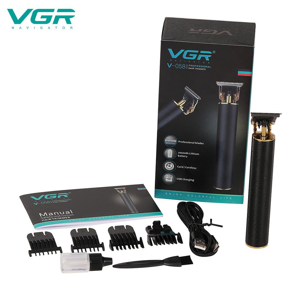 VGR V-058 Professional Men Beard Electric Hair Clipper Low Noise Rechargeable Barber Hair Cutting Machine