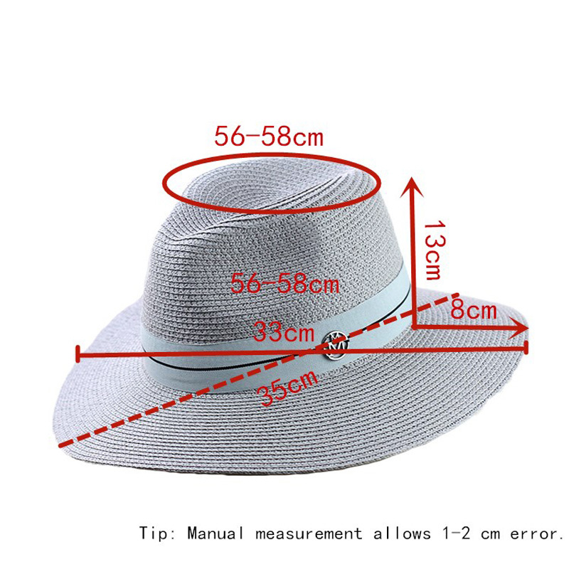 Ymsaid Summer casual sun hats for women fashion letter M jazz straw for man beach sun straw Panama hat Wholesale and retail Y200716