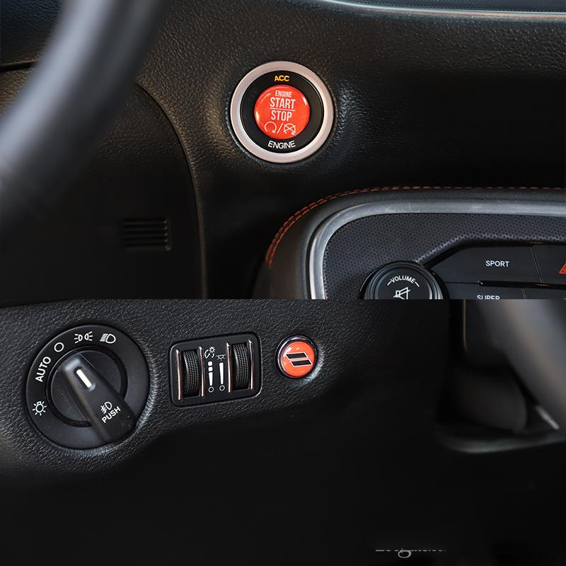Engine Start Stop Button &Tailgate Opener Switch Knob Trim for Dodge Challenger /Charger 2010 UP Car Interior Accessories