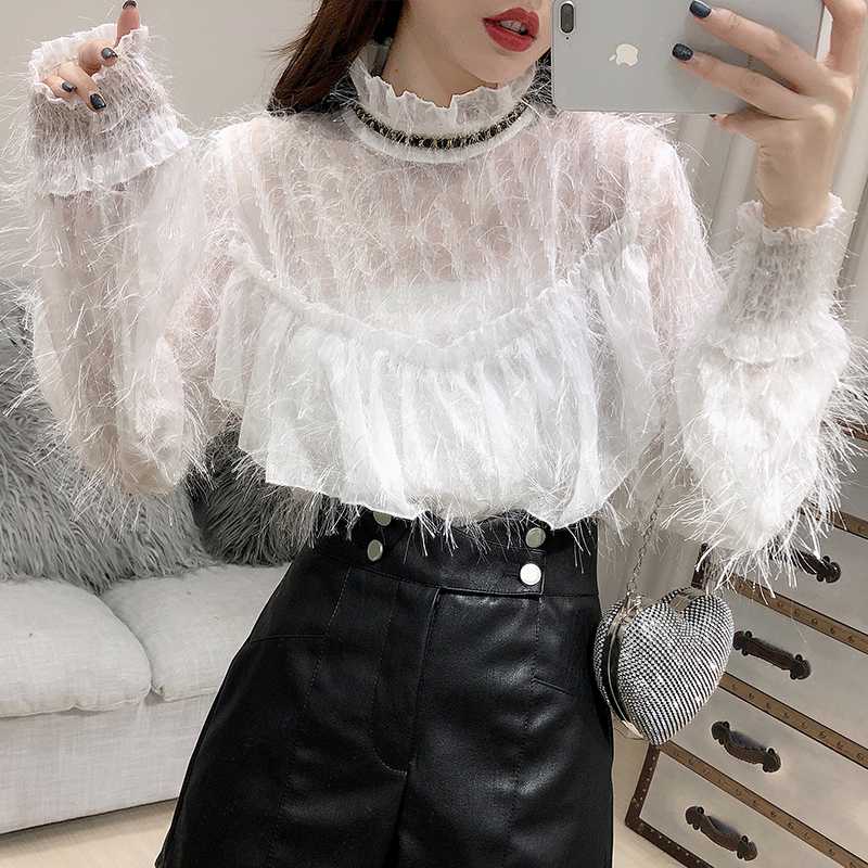 2020 Spring Fashion Long Sleeve Tassels Feather Blouses Women Voile Feather Chiffon Pullovers Tops Women Tassels Chiffon Tops D9, White
2020 Spring Fashion Long Sleeve Tassels Feather Blouses Women Voile Feather Chiffon Pullovers Tops Women Tassels Chiffon Tops D9, White