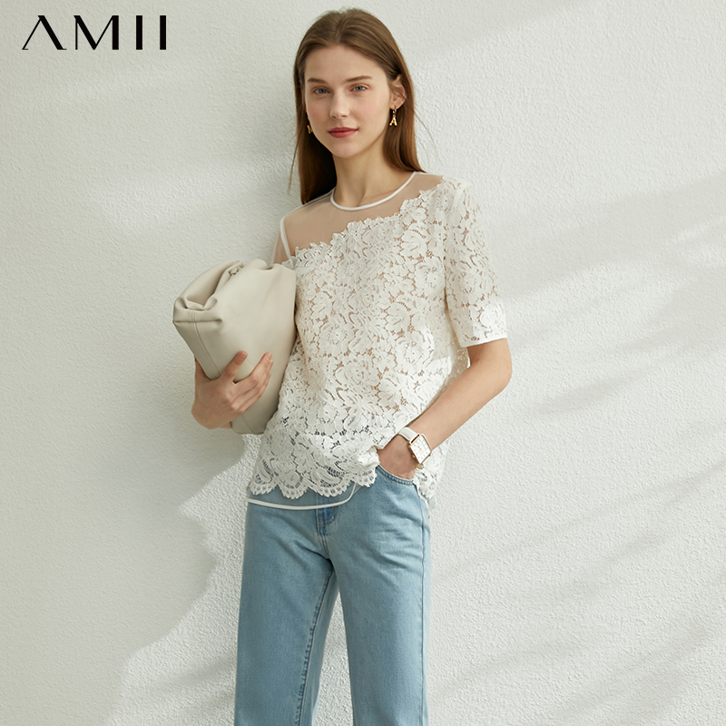 AMII Minimalism Spring Summer Lace Splice Women Tshirt Causal Oneck Short Sleeves Loose Female Tshirt 12070231, White
AMII Minimalism Spring Summer Lace Splice Women Tshirt Causal Oneck Short Sleeves Loose Female Tshirt 12070231, White
