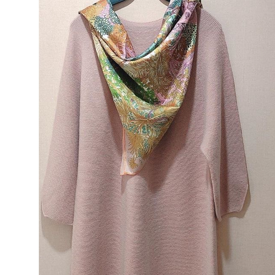 Women 100% Twill Silk Scarf Fashion Print Large Square Silk Scarfs Shawl Hijab Foulard 88X88CM CX200728