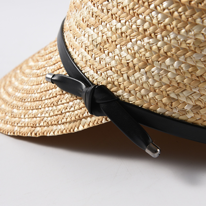 USPOP New women visor sun hats female wide brim straw hat summer casual shade beach cap casual leather bow sun hats Y200716
