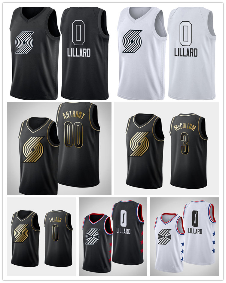 Portland Trail Blazers MEN Damian Lillard Carmelo Anthony C.J. McCollum All-Star Golden Edition basketball Jersey, Black
Portland Trail Blazers MEN Damian Lillard Carmelo Anthony C.J. McCollum All-Star Golden Edition basketball Jersey, Black