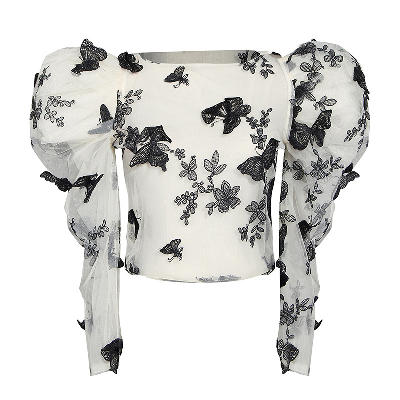 Butterfly Appliques Puff Sleeve Elegant Blouse Shirt Women O Neck Mesh Patchwork Spring Tops And Blouses Sexy Vintage Tee Shirt, Black
Butterfly Appliques Puff Sleeve Elegant Blouse Shirt Women O Neck Mesh Patchwork Spring Tops And Blouses Sexy Vintage Tee Shirt, Black
