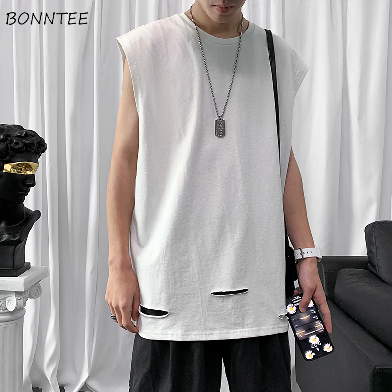 Men Tanks Camis Solid Holes Harajuku Ripped Hip-hop Korean Style Chic Leisure Loose Oversize Summer Simple Breathable Vintage, Black
Men Tanks Camis Solid Holes Harajuku Ripped Hip-hop Korean Style Chic Leisure Loose Oversize Summer Simple Breathable Vintage, Black