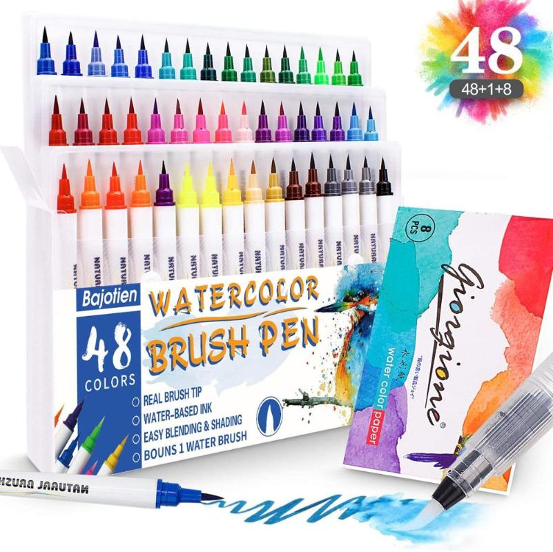 48 Colours Real Watercolour Brush Pens Set with 1 Water Brush Pen and 1 Watercolor Pad for Colouring Books, Calligraphy, Drawing
48 Colours Real Watercolour Brush Pens Set with 1 Water Brush Pen and 1 Watercolor Pad for Colouring Books, Calligraphy, Drawing