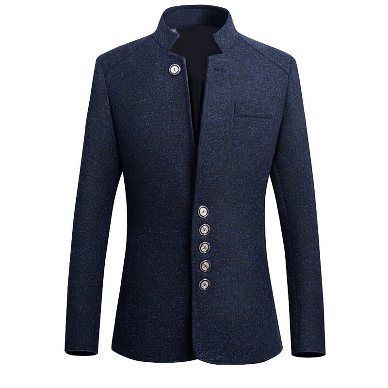 Adisputent 2020 Chinese Style Business Casual Stand Men Jacket New Collar Male Blazer Slim Mens Blazer Jacket Plus Size 5XL CX200725