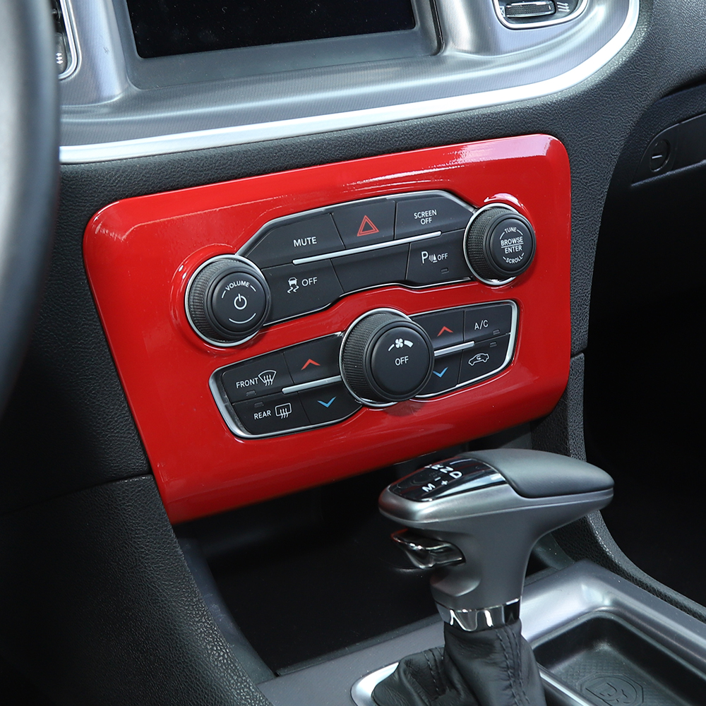 ABS Car Air Conditioner Switch Panel Cover for Dodge Charger 2015-2020 Factory Outlet Volume Button Trim Red