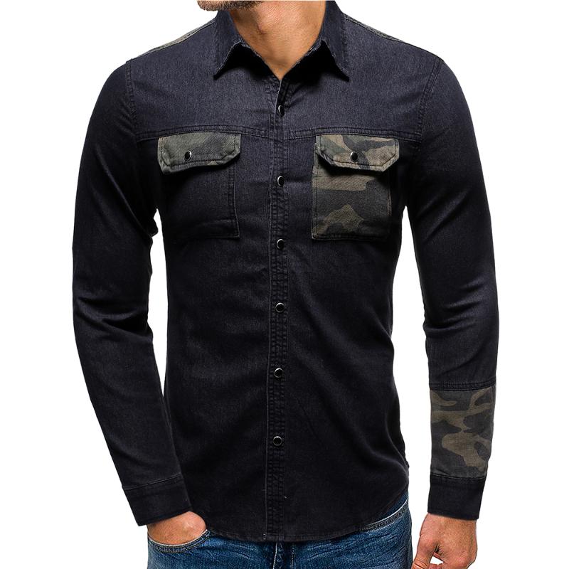 Fashion Mens Shirts Jeans Long Sleeve Camouflage Patchwork Denim Shirts Men Casual Blouse Mens Causal Streetwear Black
Fashion Mens Shirts Jeans Long Sleeve Camouflage Patchwork Denim Shirts Men Casual Blouse Mens Causal Streetwear Black