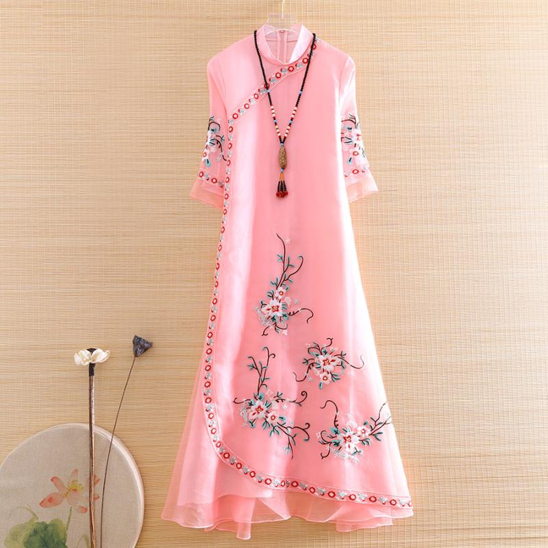 Hi-end Summer Women Organza Cheongsam Dress Embroidery Slim Elegant Lady Chinese Style A-line Party Qiapo Dress S-XXL
Hi-end Summer Women Organza Cheongsam Dress Embroidery Slim Elegant Lady Chinese Style A-line Party Qiapo Dress S-XXL
