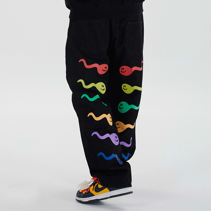 UNCLEDONJM Men's Colorful Tadpole Printed Letter Casual Pants Hip Hop biker jeans men clothes 2020 denim jeans ME-Z68