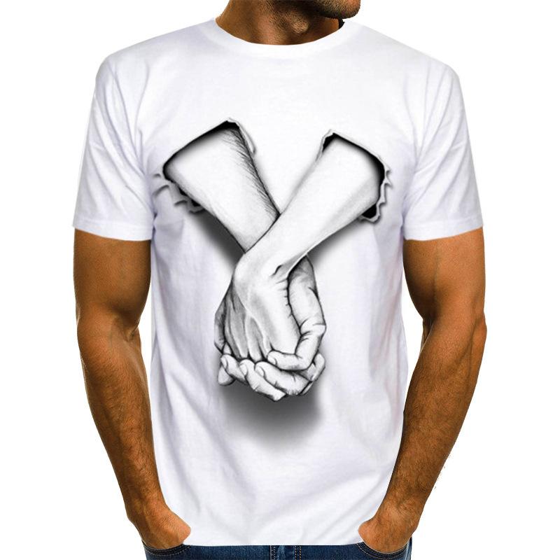 Men's T-shirt Round Collar And Short Sleeves Stylish 3D Digital Printing Western Style, White
Men's T-shirt Round Collar And Short Sleeves Stylish 3D Digital Printing Western Style, White