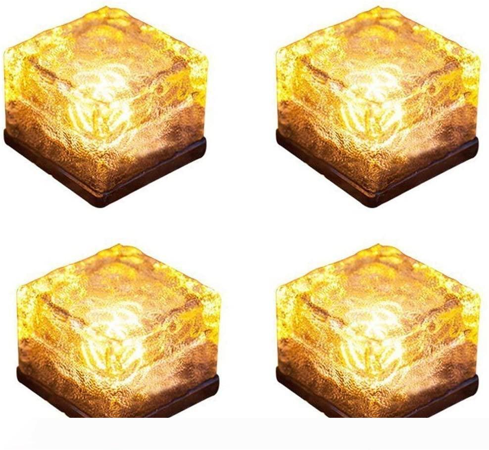 LED Ice Cube Light Solar Glass Brick Light LED Landscape Light Buried Square Cube Frosted Glass Lamp Suitable for Outdoor Roads