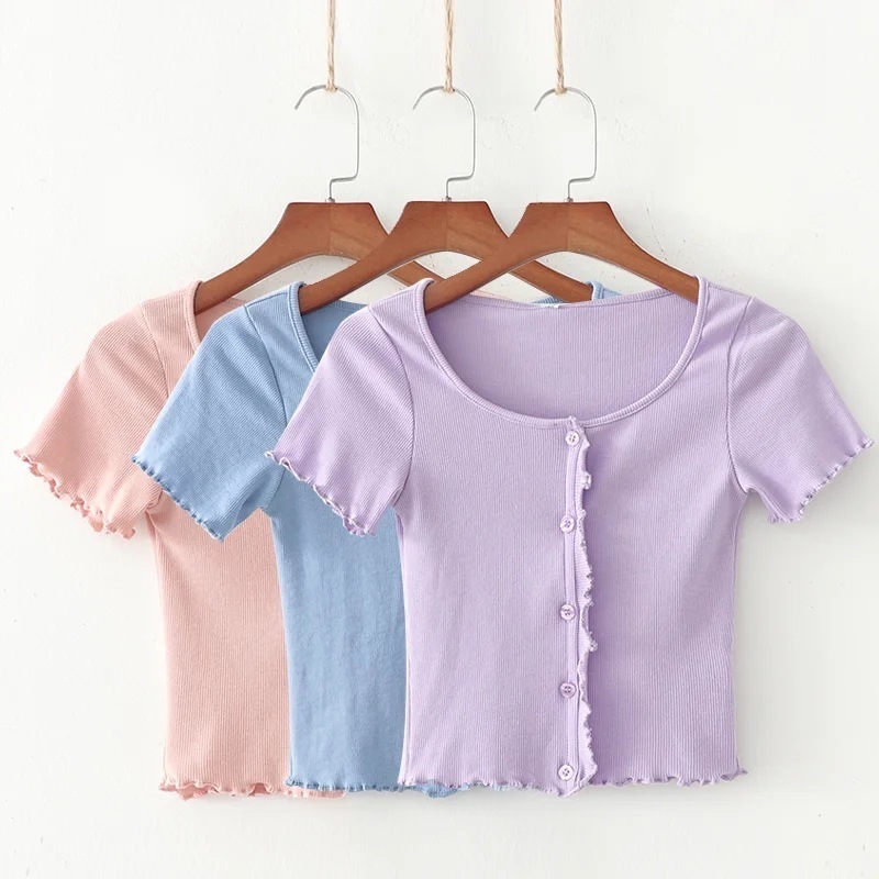 vneck tshirts with short sleeves female in Europe and the summer new chic contracted a black fungus and coat
