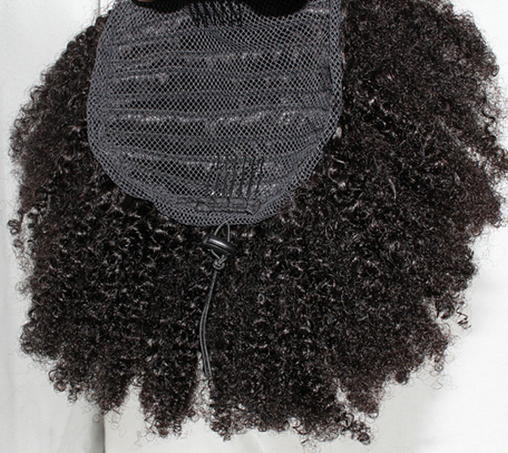 Short Afro Hair Bun Puff Human Kinky Curly Chignon Hairpiece For Women Drawstring Ponytail Updo Hair Extensions