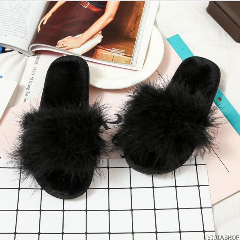 New Summer ladies ostrich feather slippers fluffy faux fur slippers flat home blurry multicolor sexy party shoes, Black
New Summer ladies ostrich feather slippers fluffy faux fur slippers flat home blurry multicolor sexy party shoes, Black