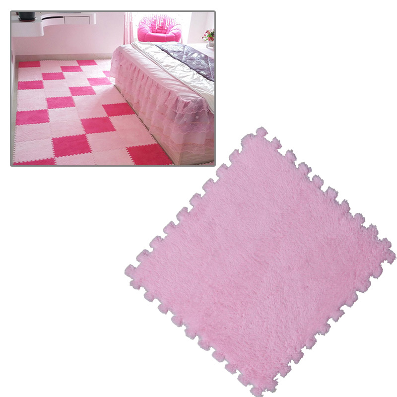 Junejour 1pcs EVA Kids Room Foam Suede Carpet Carpets Patchwork Rug Kids Foam Puzzle Mat Long Fluff Baby For Living Room