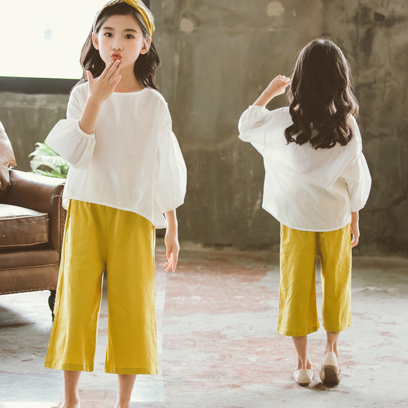 Children Girls Clothing Sets Summer Cotton New Kids Teenage Casual T Shirt +Wide Leg Pants Girl Clothes Set 2pcs Kids Suit CA051, White
Children Girls Clothing Sets Summer Cotton New Kids Teenage Casual T Shirt +Wide Leg Pants Girl Clothes Set 2pcs Kids Suit CA051, White
