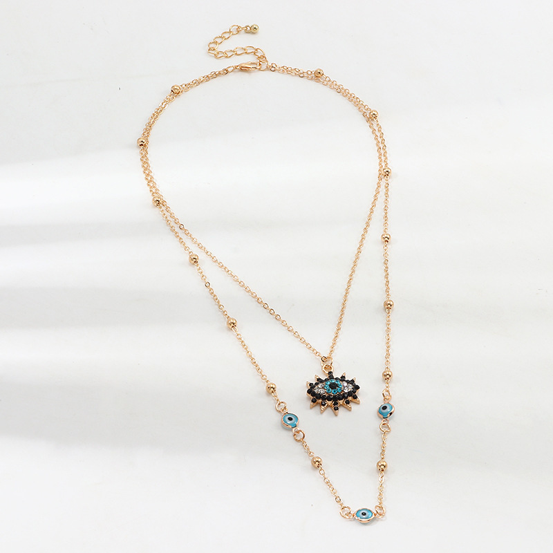 Vintage Fashion Evil Eye Necklace Pendant Clavicle Chain Statement Long Necklace Women Accessory Collares