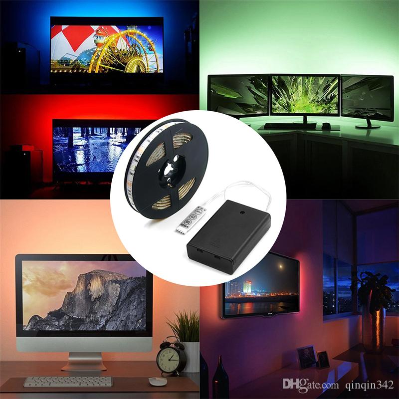 DHL Battery Powered LED Strip 3528 SMD 50CM 1M 2M Warm White / Cool White / RGB Waterproof Flexible LED Strip String Light