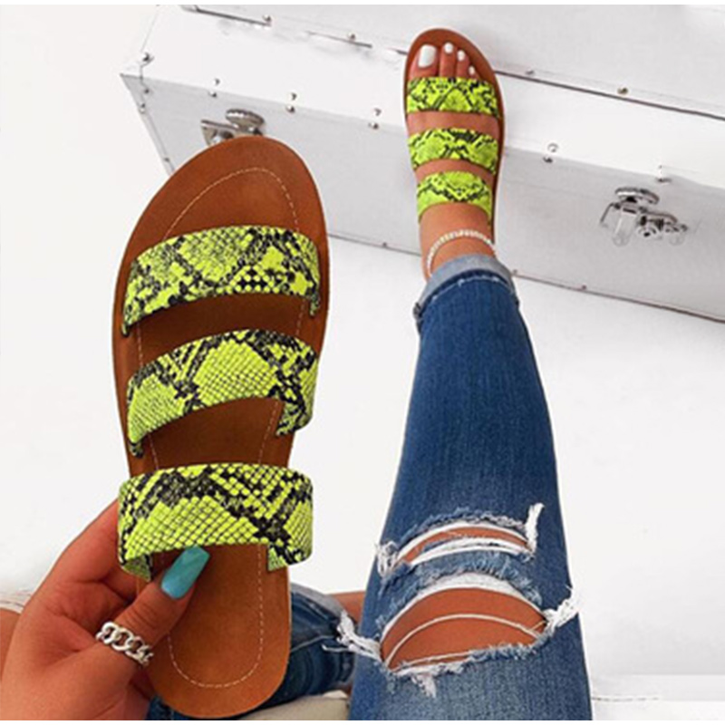 Women Slippers Casual Candy Color Snake Skin Summer Flat Sandals Female Cool Flip Flops Outside Beach Soft Sliders Home Shoes, Brown
Women Slippers Casual Candy Color Snake Skin Summer Flat Sandals Female Cool Flip Flops Outside Beach Soft Sliders Home Shoes, Brown
