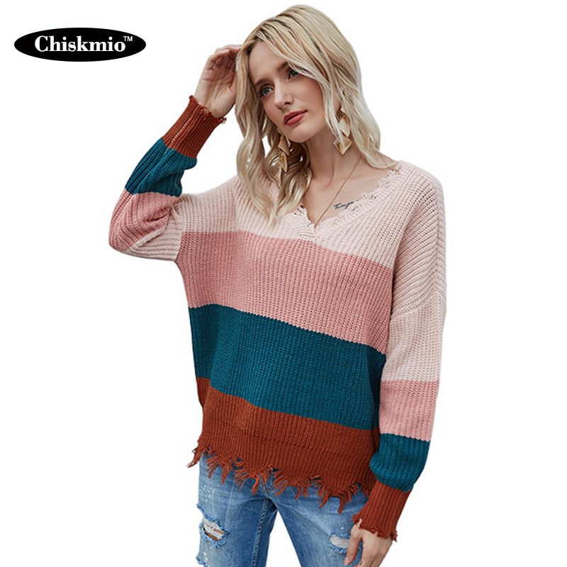 Chiskmio Multicolor Striped Sweater Women Knitted Pullovers V-neck Tassel Edge Oversize Jumper Stylish Female Harajuku Sweaters, Green
Chiskmio Multicolor Striped Sweater Women Knitted Pullovers V-neck Tassel Edge Oversize Jumper Stylish Female Harajuku Sweaters, Green