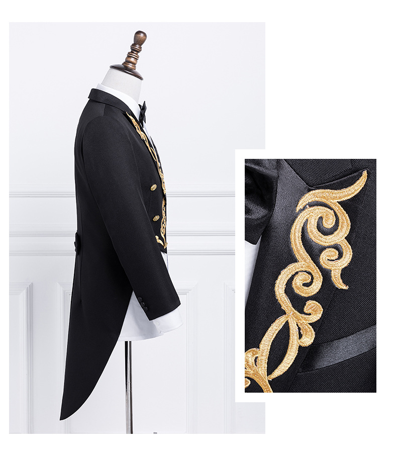 2020 Handsome Mens Designer Suits Appliqued Tailcoat Long Coat 2-Pieces Gentleman Double Breasted Groom Custom Made Best Man Business Suits
