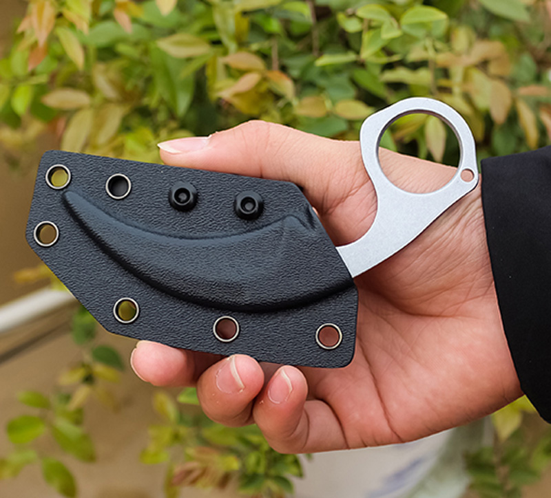 Top Quality Tactical Claw Knife 440C Black / White Stone Wash Blade Steel Handle Karambit With ABS K Sheath
