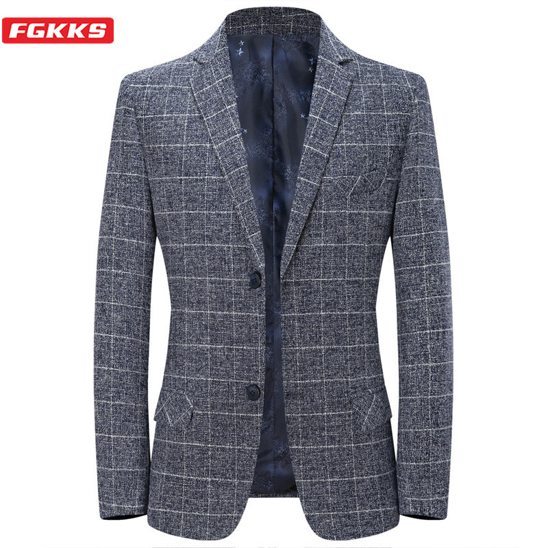 FGKKS Fashion Men Lattice British Style Suit Autumn New Retro Gentleman Style Custom Men's Suits Blazer Men Tops, Blue gray
FGKKS Fashion Men Lattice British Style Suit Autumn New Retro Gentleman Style Custom Men's Suits Blazer Men Tops, Blue gray