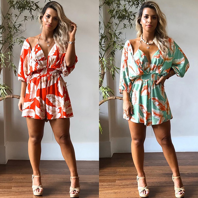 Sexy Jumpsuit Casual Feather Print Jumpsuit Backless Loose Wide Leg Summer Wear, Green
Sexy Jumpsuit Casual Feather Print Jumpsuit Backless Loose Wide Leg Summer Wear, Green