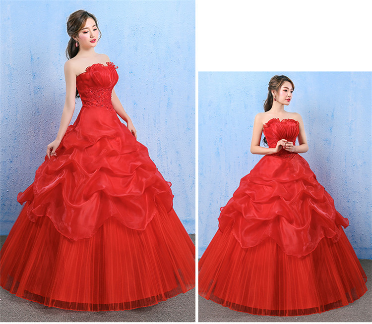 Plus Size Wedding Dress Bride Married Strapless Bride Dresses Pregnant Women Red Lace Gowns