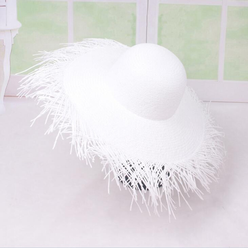 Paper Straw Hats Wide Large Wide Brim Raffia Straw Hats Beach Fashion Summer Big Straw Sun Hat H4 Y200716