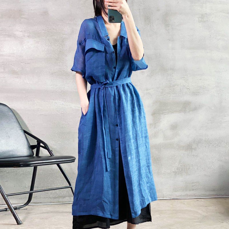 Johnature 2020 Summer New Turn-down Collar Single Breasted Short Sleeve Lace Up Long Shirt Loose Leisure All-match Women Shirts, Blue
Johnature 2020 Summer New Turn-down Collar Single Breasted Short Sleeve Lace Up Long Shirt Loose Leisure All-match Women Shirts, Blue
