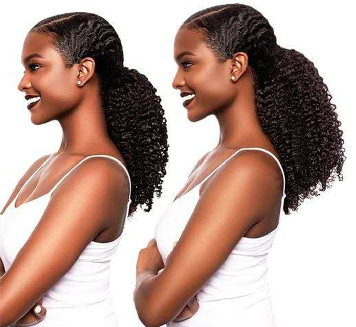 3B 3C Kinky Curly Ponytails Clip Ins Brazilian Virgin Hair Clip In Human Hair Extensions Jet black color 1