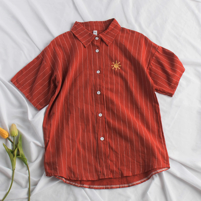 New Summer Korean Style Casual Loose Cotton Linen Blouse Women Embroidery Ladies Sweet Striped Chic Tops Shirt, Short sleeve stripee
New Summer Korean Style Casual Loose Cotton Linen Blouse Women Embroidery Ladies Sweet Striped Chic Tops Shirt, Short sleeve stripee
