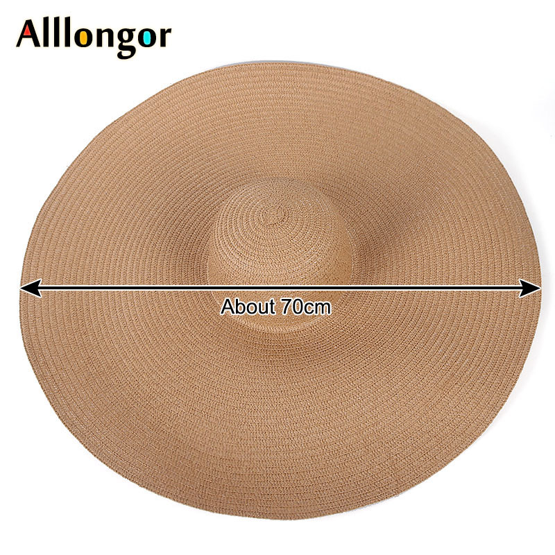25CM Wide Brim Straw Hat Women Beach Hats Oversized Fashion Ladies Summer New UV Protection Foldable Sun Shade Cap Sunhat T200720