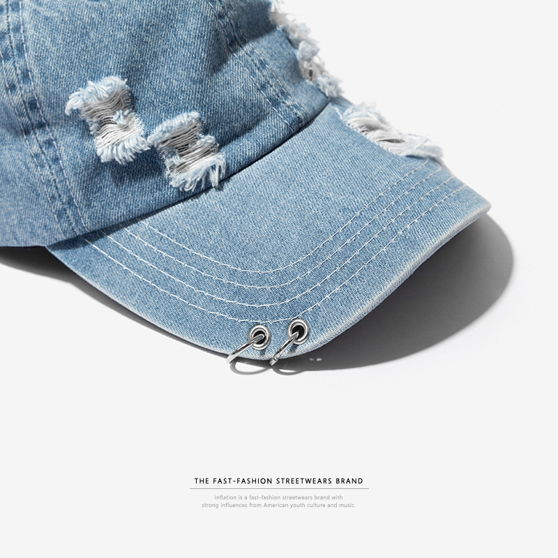 Denim Holes Damaged Casual Baseball Caps Fashion Streetwear Mens Hat Adjustable Summer Snapback