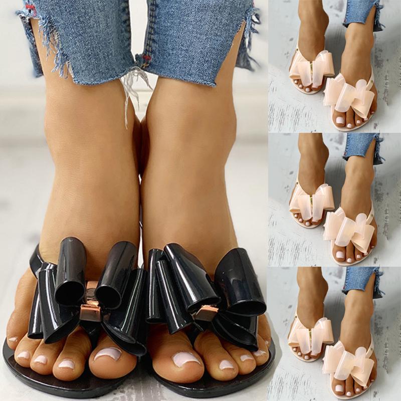 Women's Summer Bohemian Clip Toe Flip Flops Non-Slip Flat Slippers Beach Shoes Bow sandals flip-flops beach flip-flops summer, Beige