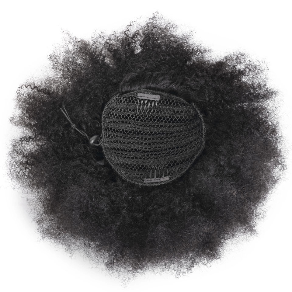Natural big puff 4c ponytail human hair extension for black women afro kinky curly 2020 natural hairstyle 160g