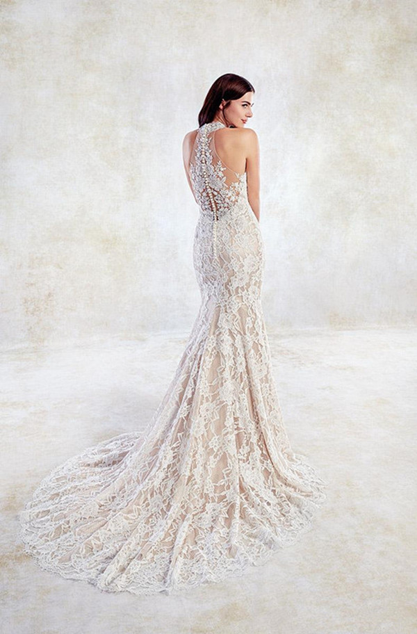 Modest Halter Lace Mermaid Wedding Dresses 2021 Appliques Sweep Train beach Bridal Gown Sleeveless robe de marie