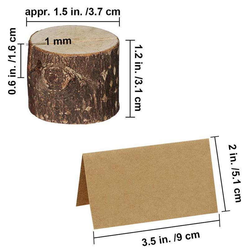 40pcs 20Sets Natural Wooden Bark Memo Holder for Party Decorative Wood Pile Name Place Card Holders Menu Wedding Birthday Decor1628505