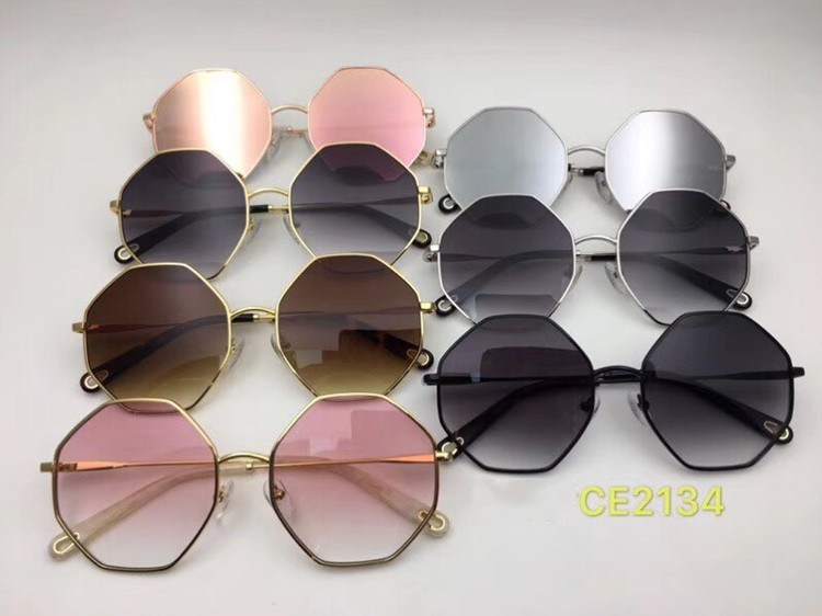 eyeglass frames 2022 Fashional CE2134 metal irregular Muti-shape sunglasses female UV400 gradient sunglasses general sizes with The chain tassel penda