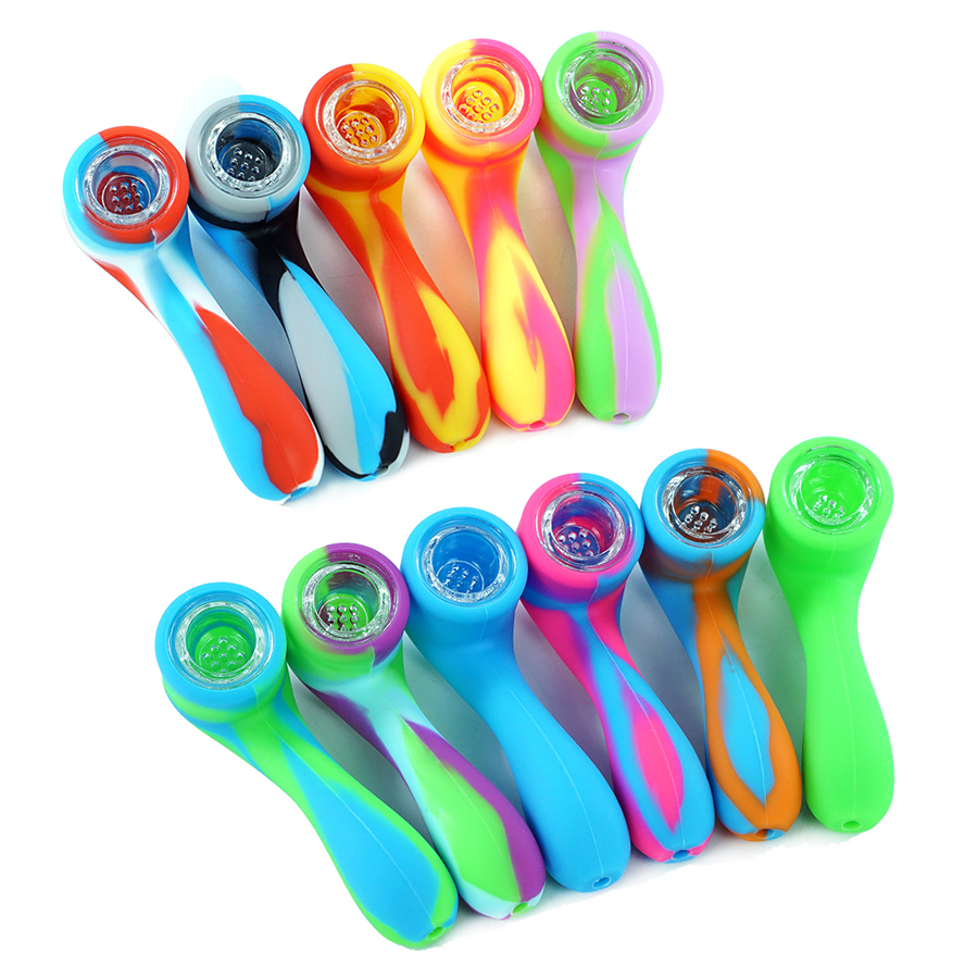 Wholesale colorful Smoking Dry Herb smoking hand pipe with glass bowl tobacco oil rig bong silicone hand spoon Pipe shisha hookah
Wholesale colorful Smoking Dry Herb smoking hand pipe with glass bowl tobacco oil rig bong silicone hand spoon Pipe shisha hookah