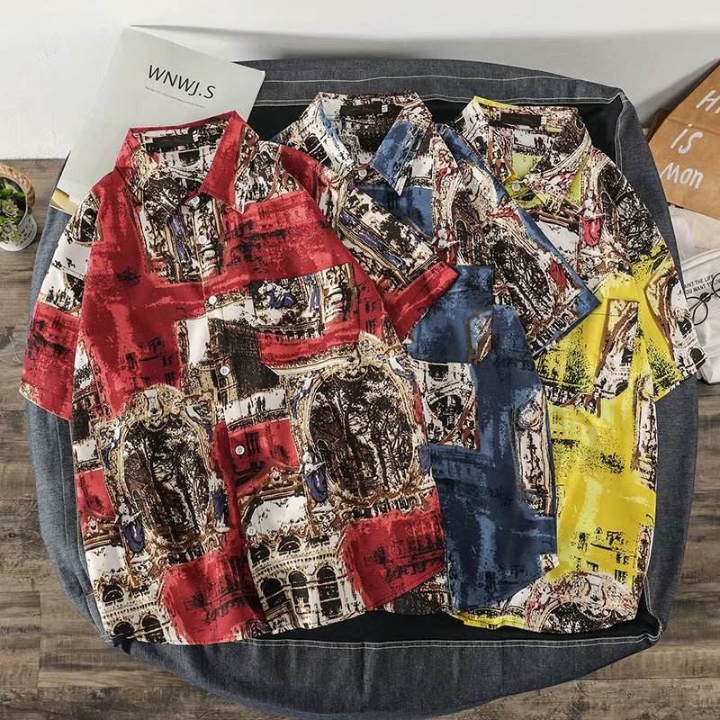 Boyfriend Chic Style Men Summer T-shirt Turn Down Collar Short Sleeve Holiday T-shirt Thin Breathable Men Vintage Beach, Yellow 
Boyfriend Chic Style Men Summer T-shirt Turn Down Collar Short Sleeve Holiday T-shirt Thin Breathable Men Vintage Beach, Yellow
