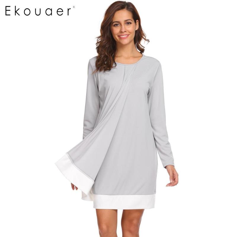Ekouaer Women Nightgown Autumn Sleepwear Contrast Color Round Neck Long Sleeve Loose Night Dress Female Nightwear, Black
Ekouaer Women Nightgown Autumn Sleepwear Contrast Color Round Neck Long Sleeve Loose Night Dress Female Nightwear, Black