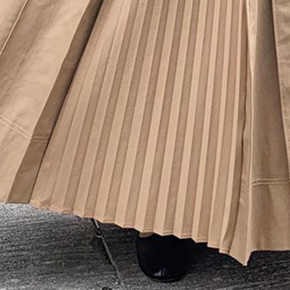 Japan Asymmetrical Casual Pleated Skirt Women Plain Khaki Harajuku Hipster Office Ladies Plus Size High Waist Long Skirts Korea T200301