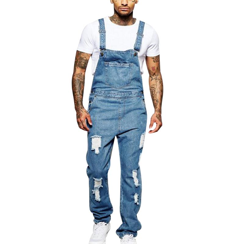 Men's Jeans Sale Fashion Mens Ripped Pocket Overalls Denim Bib Hip Hop Jumpsuit High Straight Street Jumpsuits Streetwear