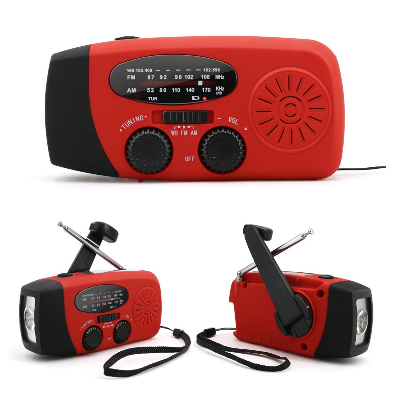 Solar lamp Multifunctional Emergency Radio hand crank USB Rechargeable Weather 1 LED Flashlight Power Bank Camping Light