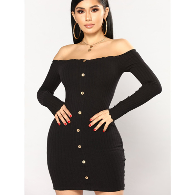 Cotton sexy one-line collar dress 2020 Autumn women' Off Shoulder Backless temperament dresses ropa mujer wn*, Black
Cotton sexy one-line collar dress 2020 Autumn women' Off Shoulder Backless temperament dresses ropa mujer wn*, Black
